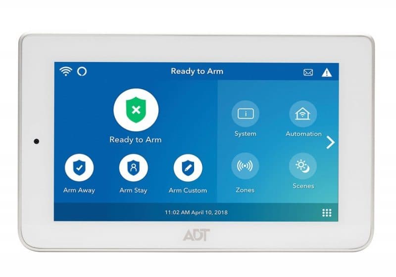 ADT Command touchscreen panel mounted on a home wall